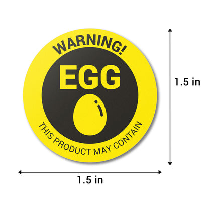 1.5 inch Egg Warning Food Labels (Roll)