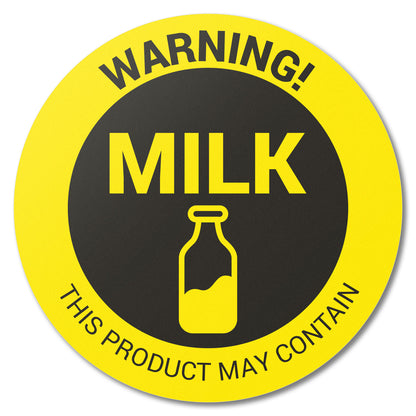 1.5in Stickers: May Contain Milk Food Allergen Warning Labels