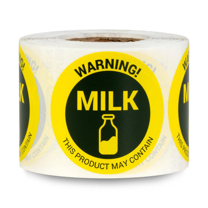1.5in Stickers: May Contain Milk Food Allergen Warning Labels
