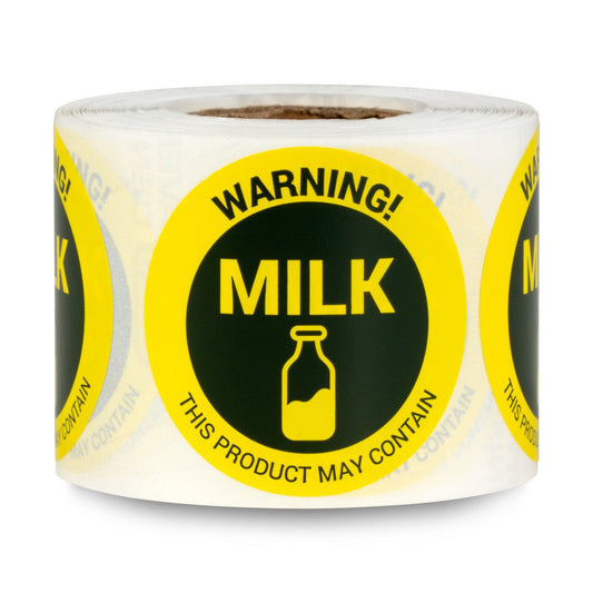 1.5in Stickers: May Contain Milk Food Allergen Warning Labels