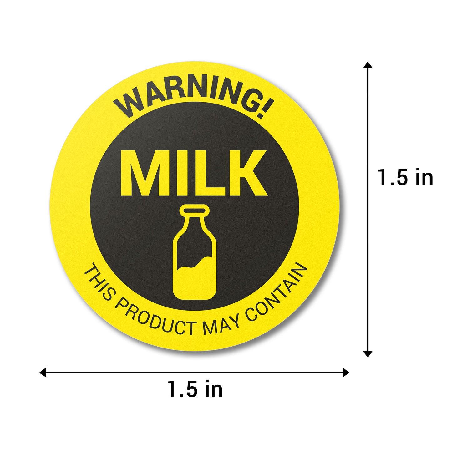 1.5in Stickers: May Contain Milk Food Allergen Warning Labels