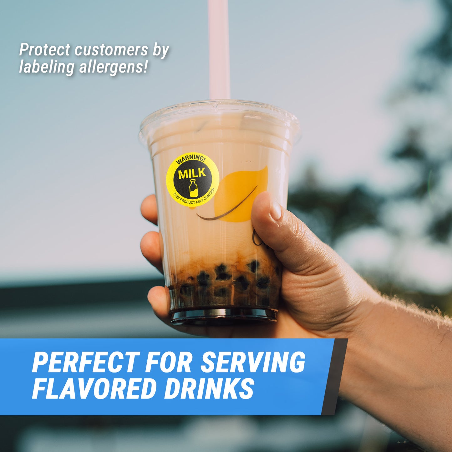 1.5in Stickers: May Contain Milk Food Allergen Warning Labels