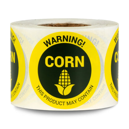 1.5 inch Corn Warning Food Labels (Roll)