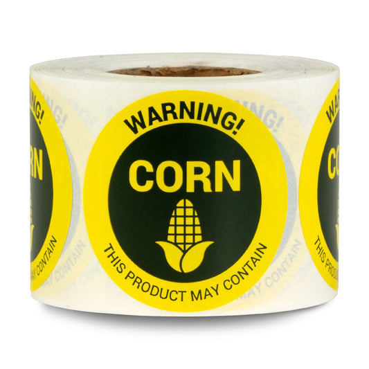 1.5in Stickers: May Contain Corn Food Allergen Warning Labels
