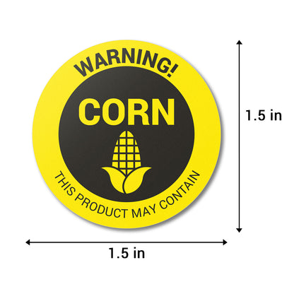 1.5 inch Corn Warning Food Labels (Roll)