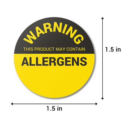 1.5 inch Warning Allergens Food Labels (Roll)