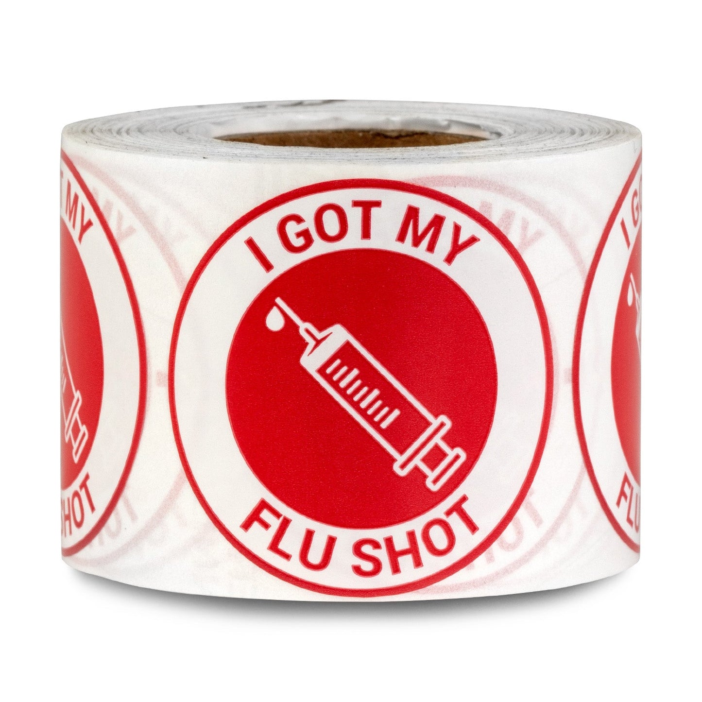 1.5in Stickers: I Got My Flu Shot Medical Warning Labels (Red)