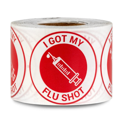 1.5in Stickers: I Got My Flu Shot Medical Warning Labels (Red)