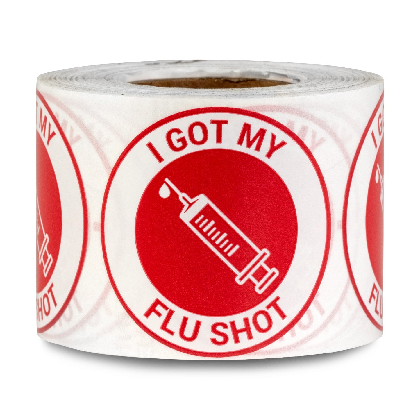 1.5in Stickers: I Got My Flu Shot Medical Warning Labels (Red)