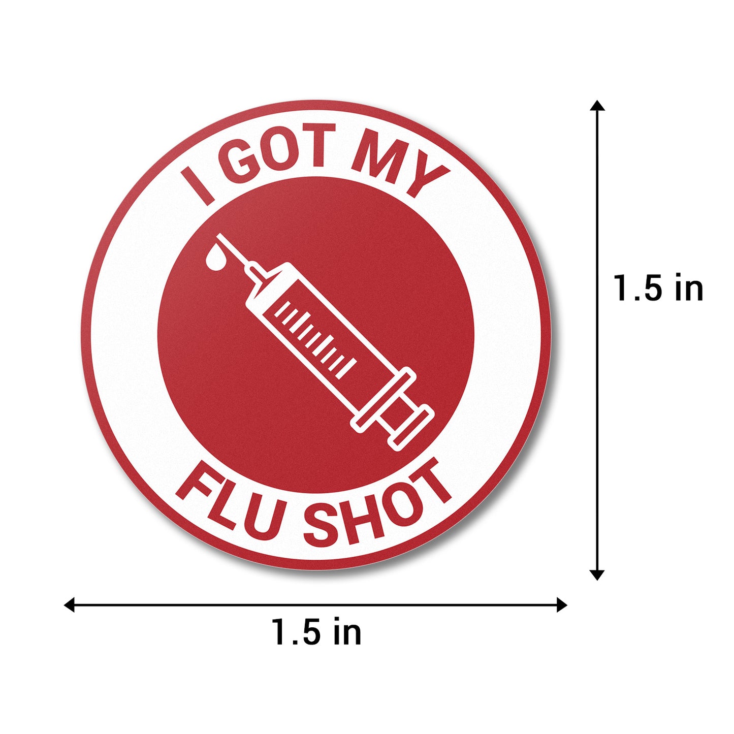 1.5in Stickers: I Got My Flu Shot Medical Warning Labels (Red)