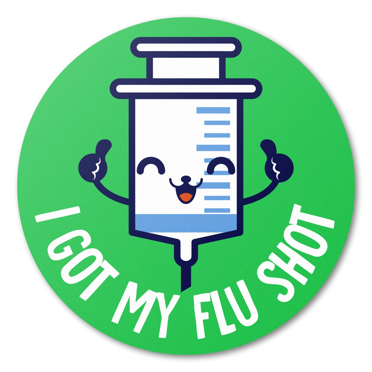 1.5in Stickers: I Got My Flu Shot Medical Warning Labels (Green)