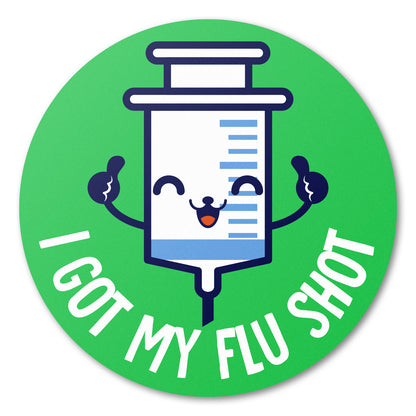 1.5in Stickers: I Got My Flu Shot Medical Warning Labels (Green)