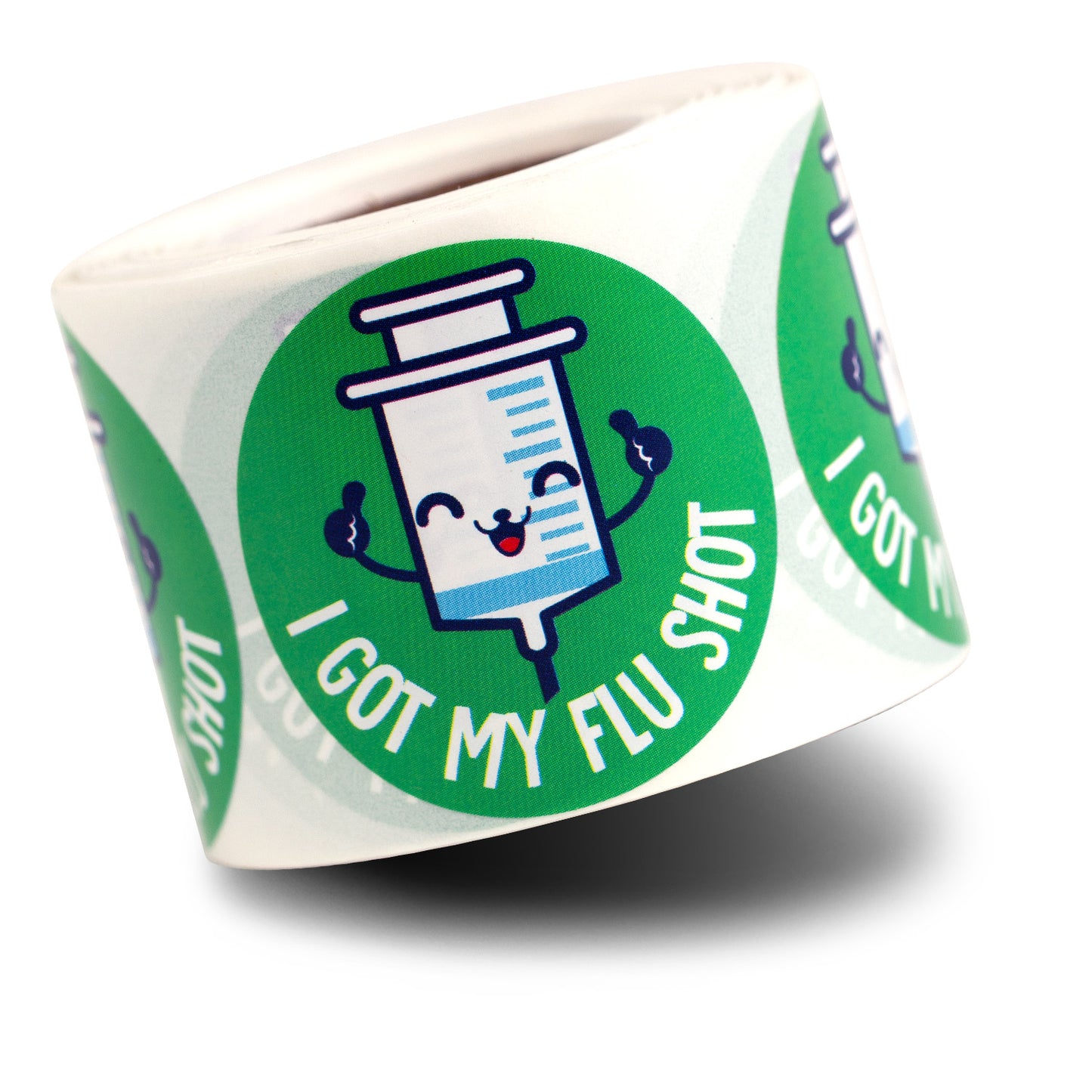 1.5in Stickers: I Got My Flu Shot Medical Warning Labels (Green)