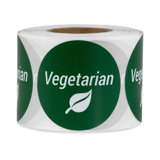 1.5in Stickers: Vegetarian Food Allergen Warning Labels