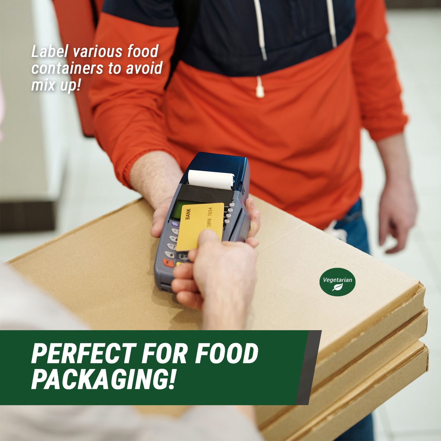 1.5 inch Vegetarian Food Labels (Roll)