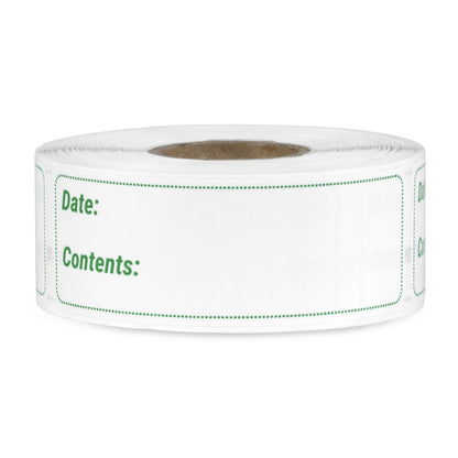 3 x 1 inch Date and Contents Food Storage Labels (Green)
