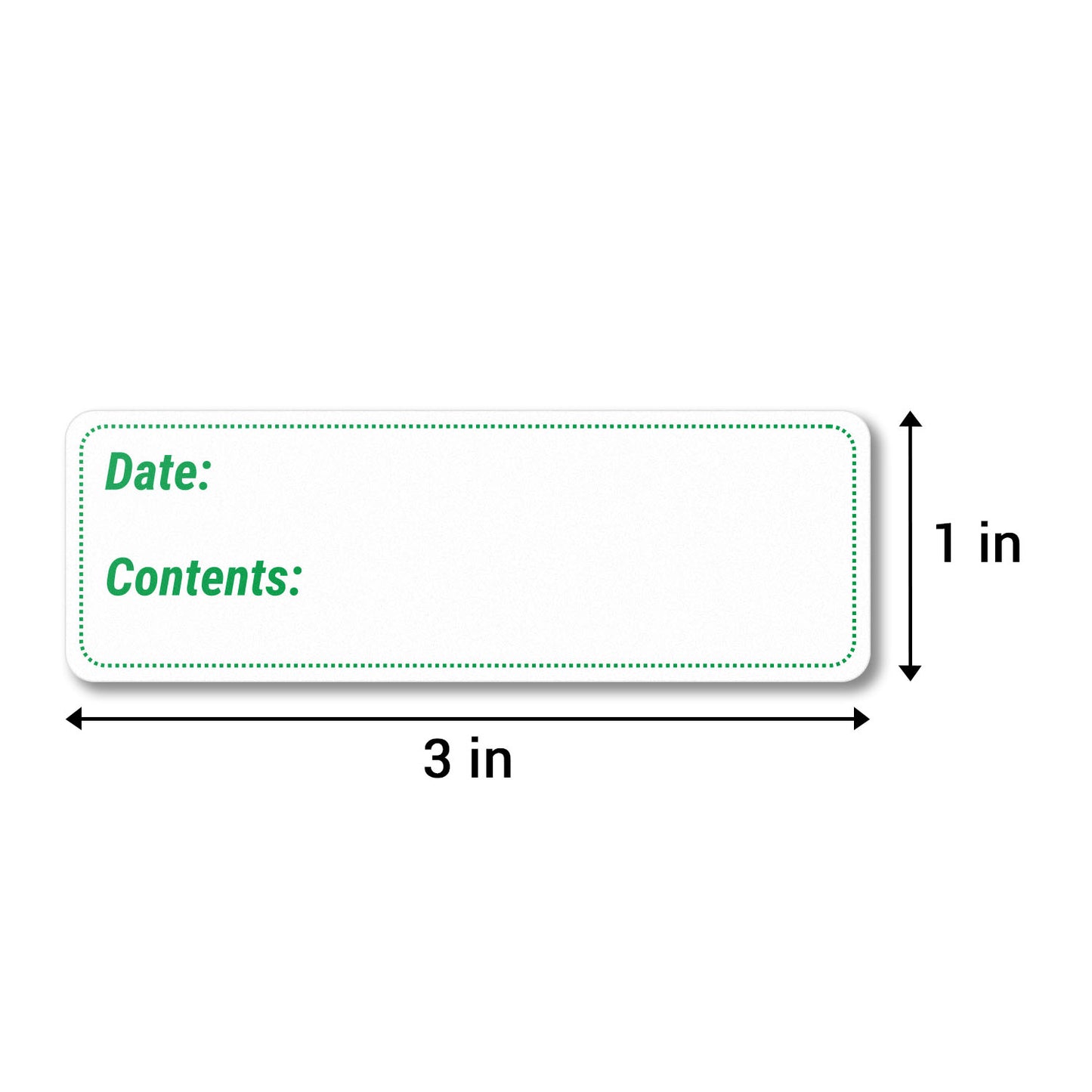 3 x 1 inch Date and Contents Food Storage Labels (Green)
