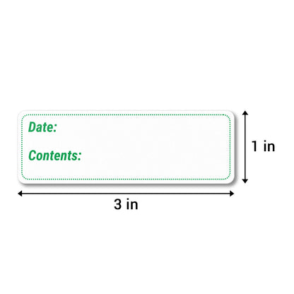 3 x 1 inch Date and Contents Food Storage Labels (Green)