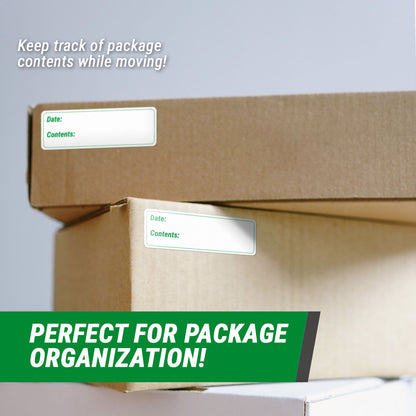 3 x 1 inch Date and Contents Food Storage Labels (Green)