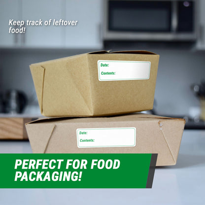 3 x 1 inch Date and Contents Food Storage Labels (Green)