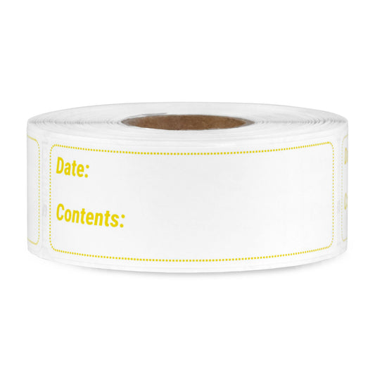 3 x 1in Stickers: Date and Contents Food Storage Labels (Yellow)