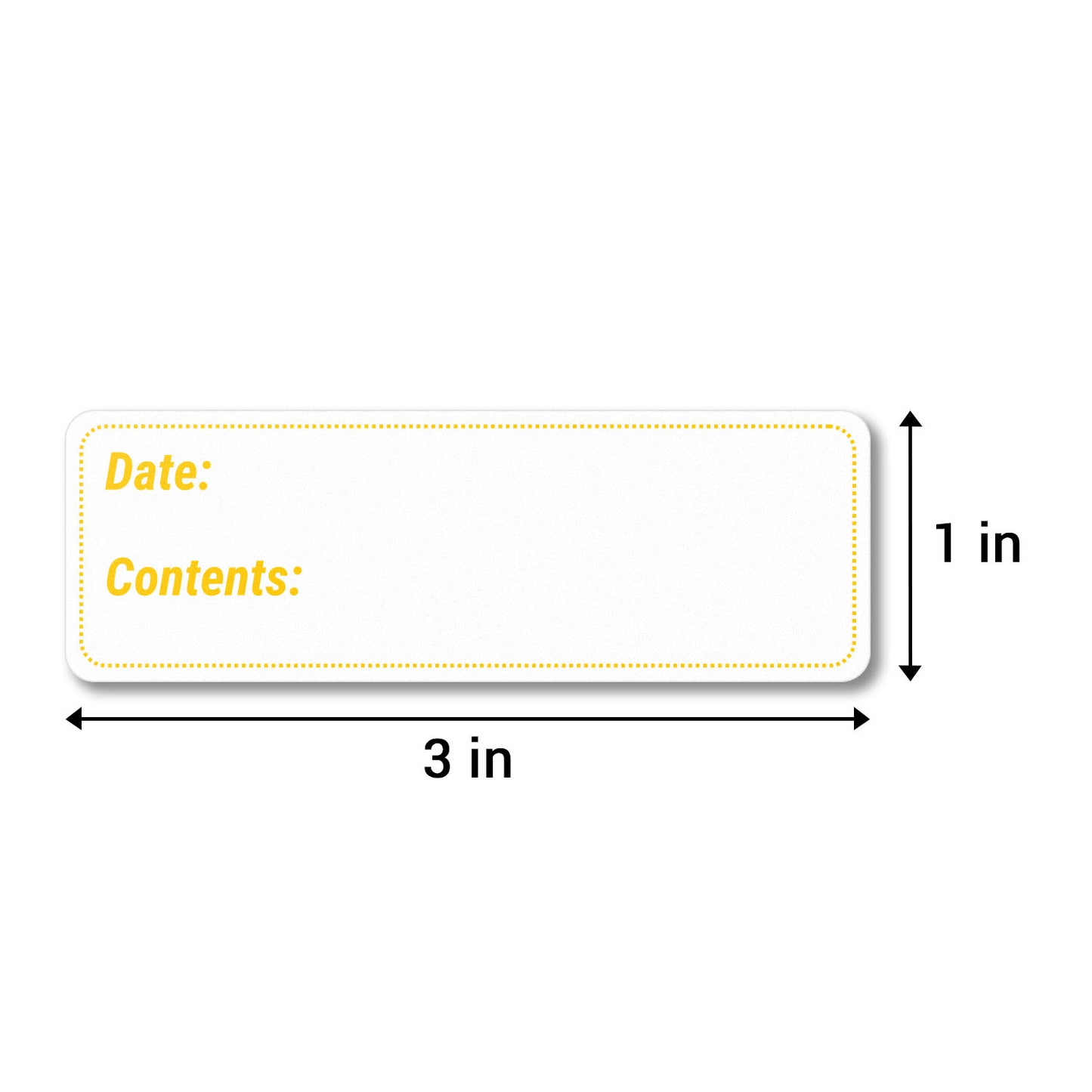 3 x 1 inch Date and Contents Food Storage Labels (Yellow)