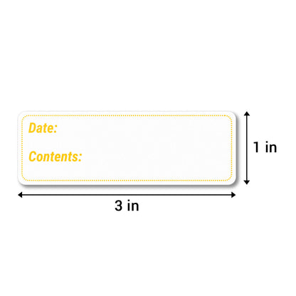 3 x 1 inch Date and Contents Food Storage Labels (Yellow)