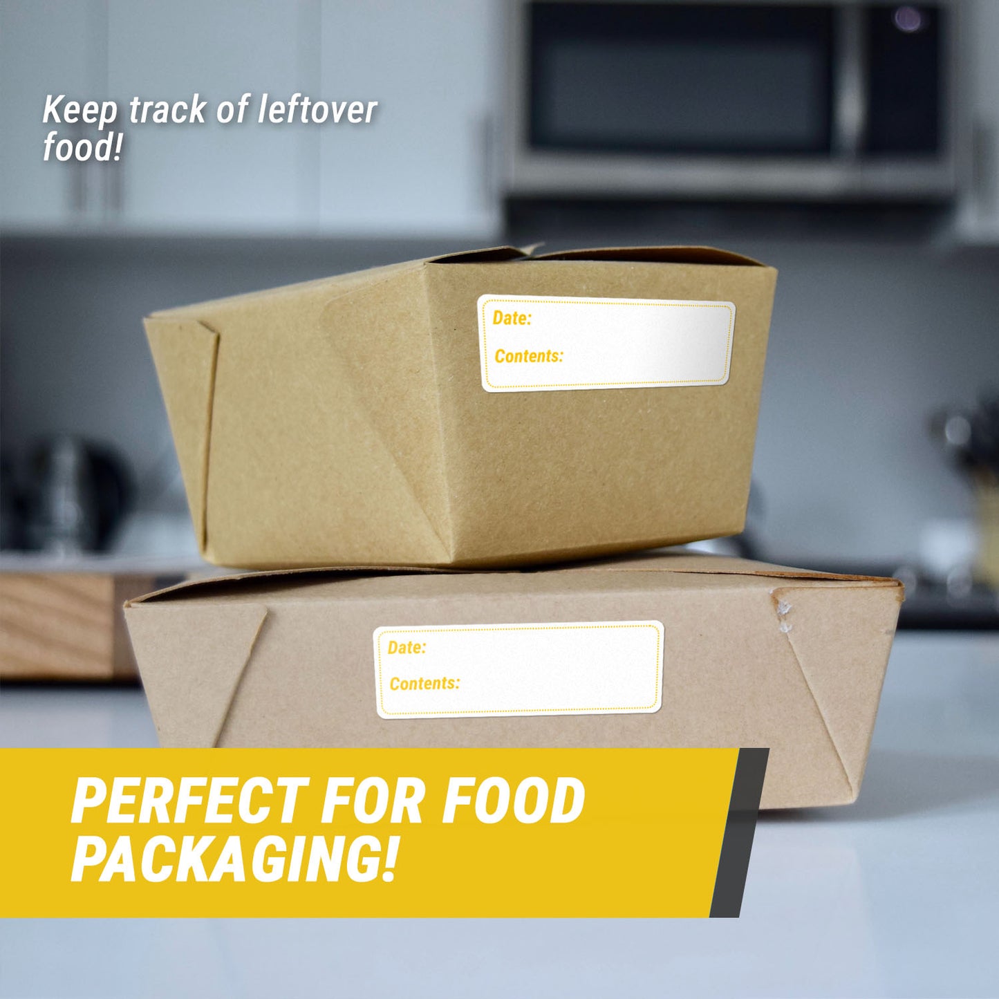 3 x 1 inch Date and Contents Food Storage Labels (Yellow)