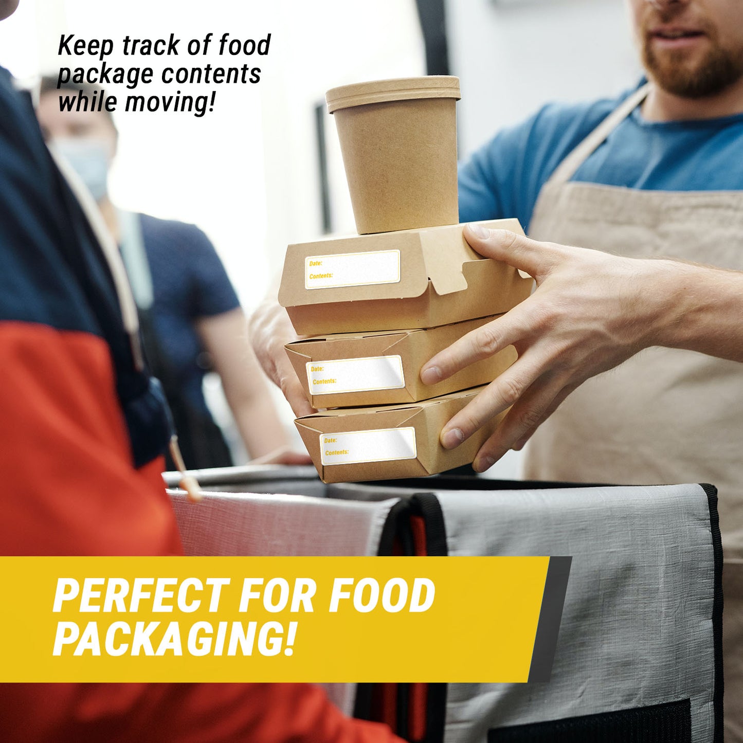 3 x 1 inch Date and Contents Food Storage Labels (Yellow)