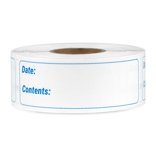 3 x 1in Stickers: Date and Contents Food Storage Labels (Blue)