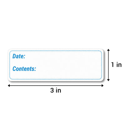 3 x 1 inch Date and Contents Food Storage Labels (Blue)
