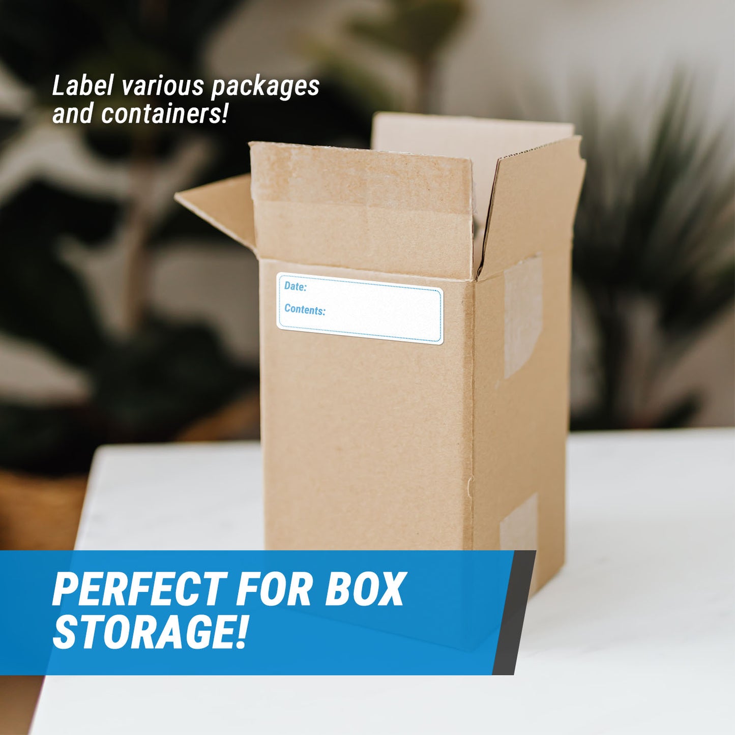 3 x 1 inch Date and Contents Food Storage Labels (Blue)