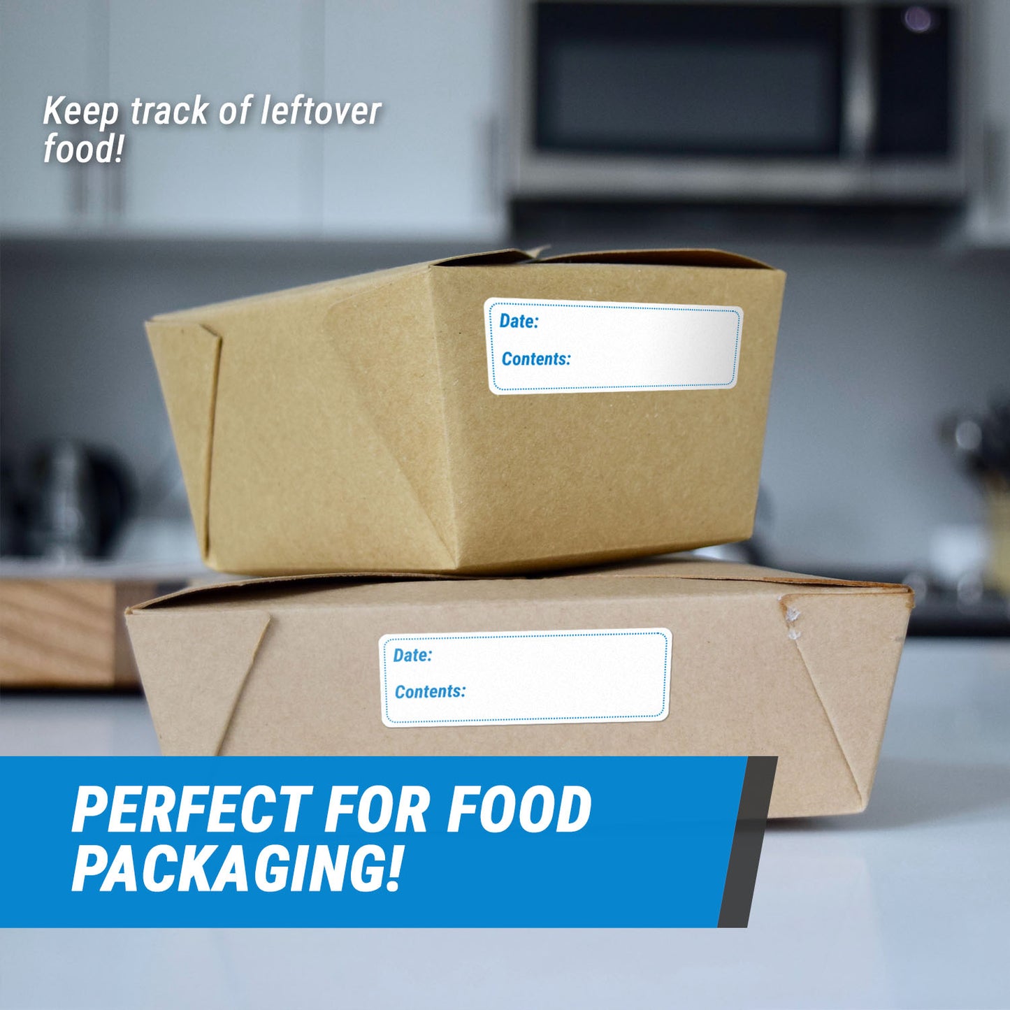 3 x 1 inch Date and Contents Food Storage Labels (Blue)