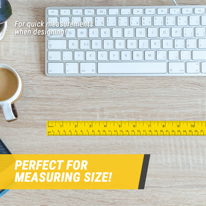 12 x 1in Stickers: Ruler Labels 12 Inches per Sticker (Yellow)