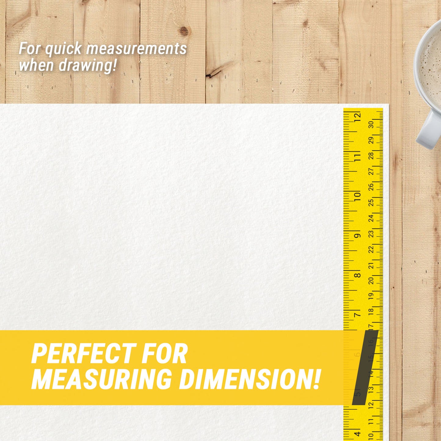 12 x 1in Stickers: Ruler Labels 12 Inches per Sticker (Yellow)