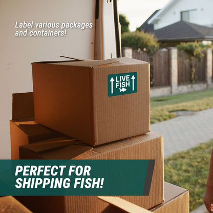 6 x 4in Stickers: Live Fish This Side Up Shipping Labels