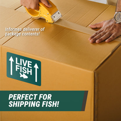 6 x 4in Stickers: Live Fish This Side Up Shipping Labels