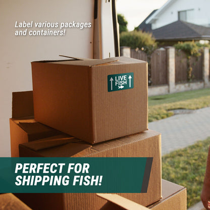 5 x 3in Stickers: Live Fish This Side Up Shipping Labels