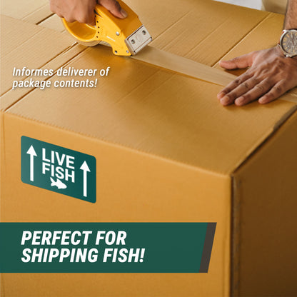 5 x 3in Stickers: Live Fish This Side Up Shipping Labels