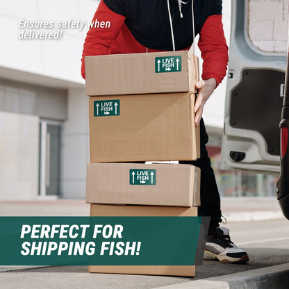 5 x 3in Stickers: Live Fish This Side Up Shipping Labels
