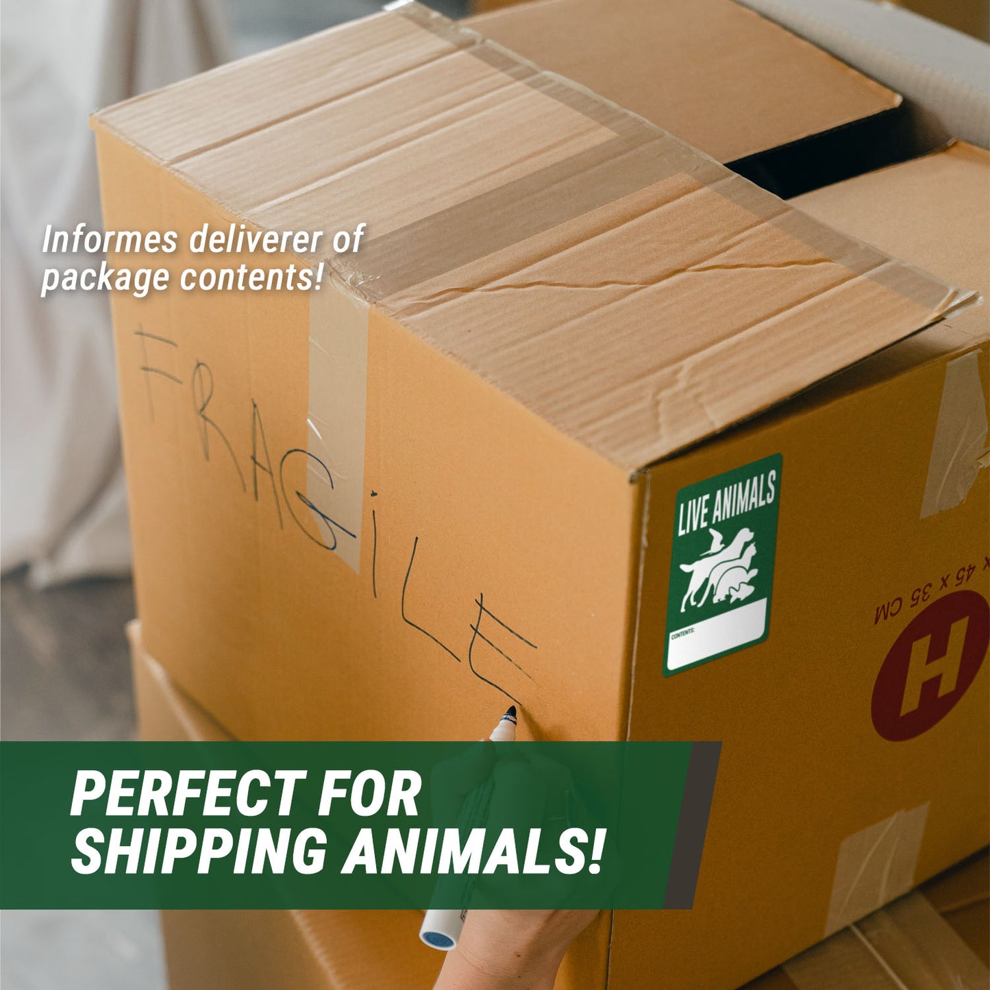 3.5 x 5in Stickers: Write-In Live Animals Shipping Labels