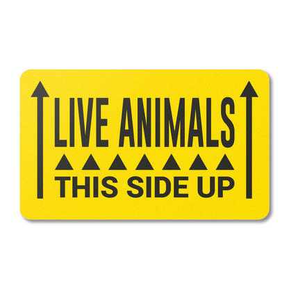 3 x 2in Stickers: Live Animals This Side Up Shipping Labels (Yellow)