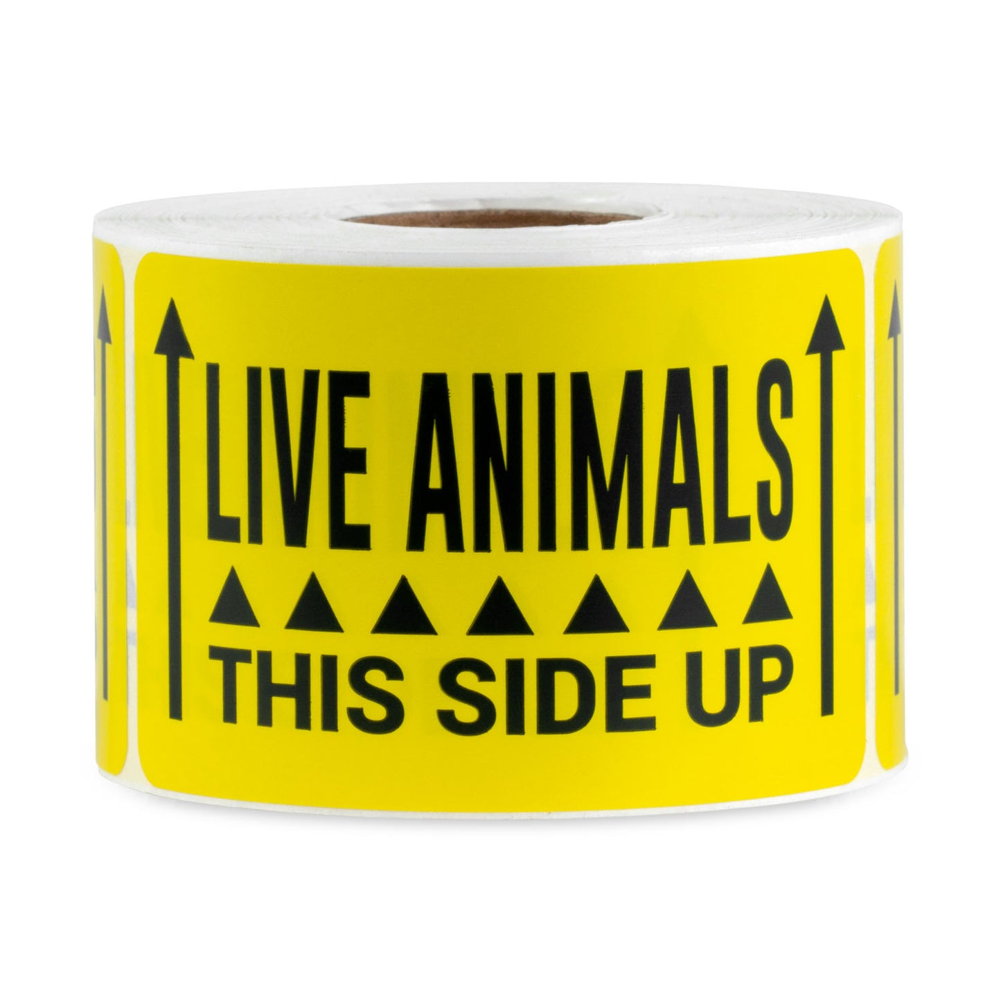 3 x 2in Stickers: Live Animals This Side Up Shipping Labels (Yellow)