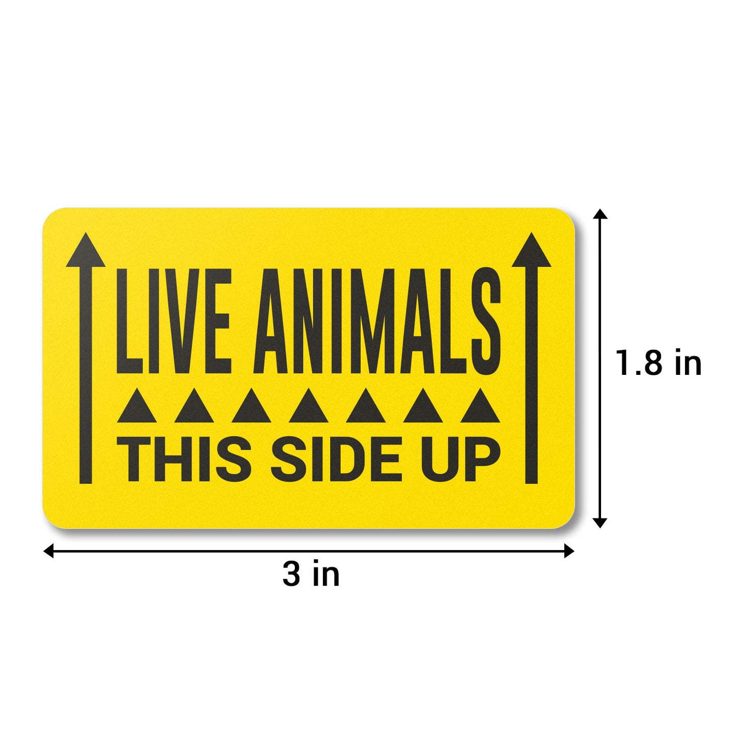 3 x 2in Stickers: Live Animals This Side Up Shipping Labels (Yellow)
