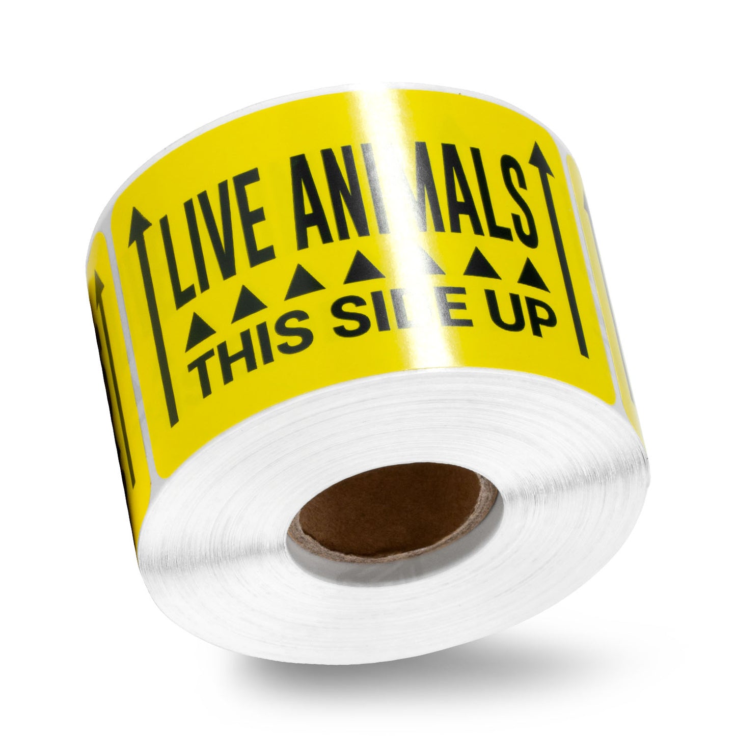 3 x 2in Stickers: Live Animals This Side Up Shipping Labels (Yellow)
