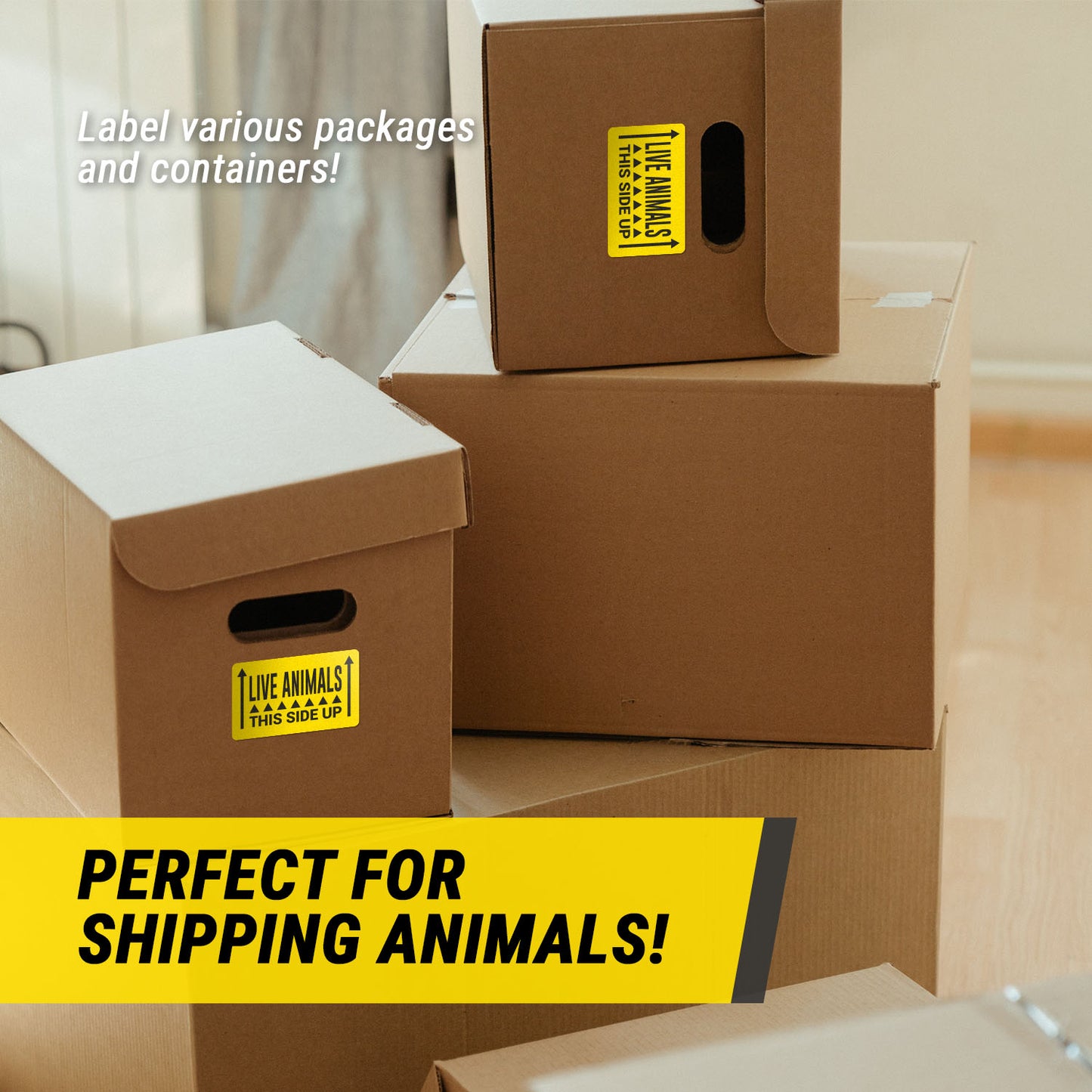 5 x 3in Stickers: Live Animals This Side Up Labels