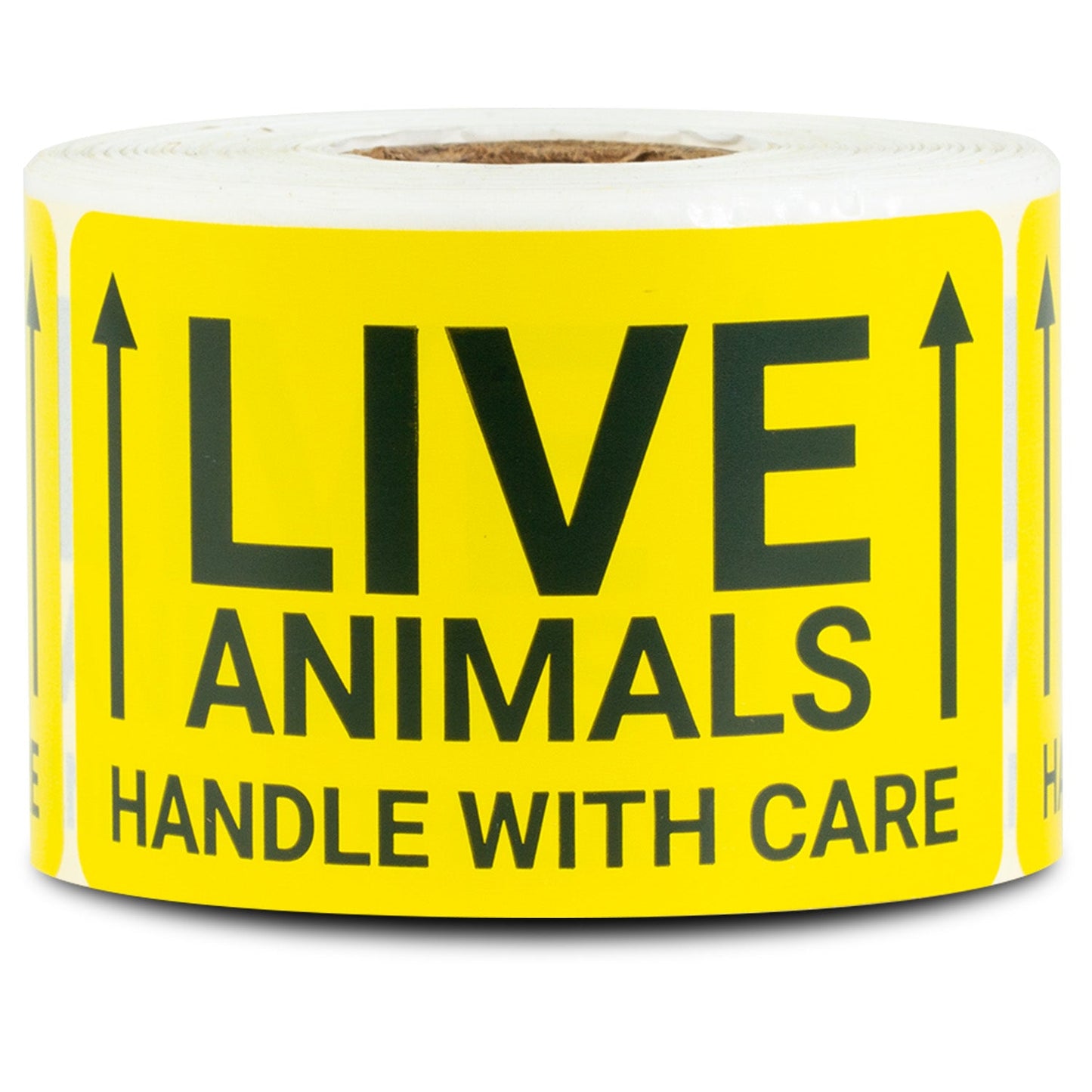 3 x 2in Stickers: Live Animals Handle With Care Shipping Labels (Yellow)