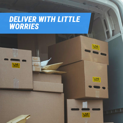 3 x 2in Stickers: Live Animals Handle With Care Shipping Labels (Yellow)