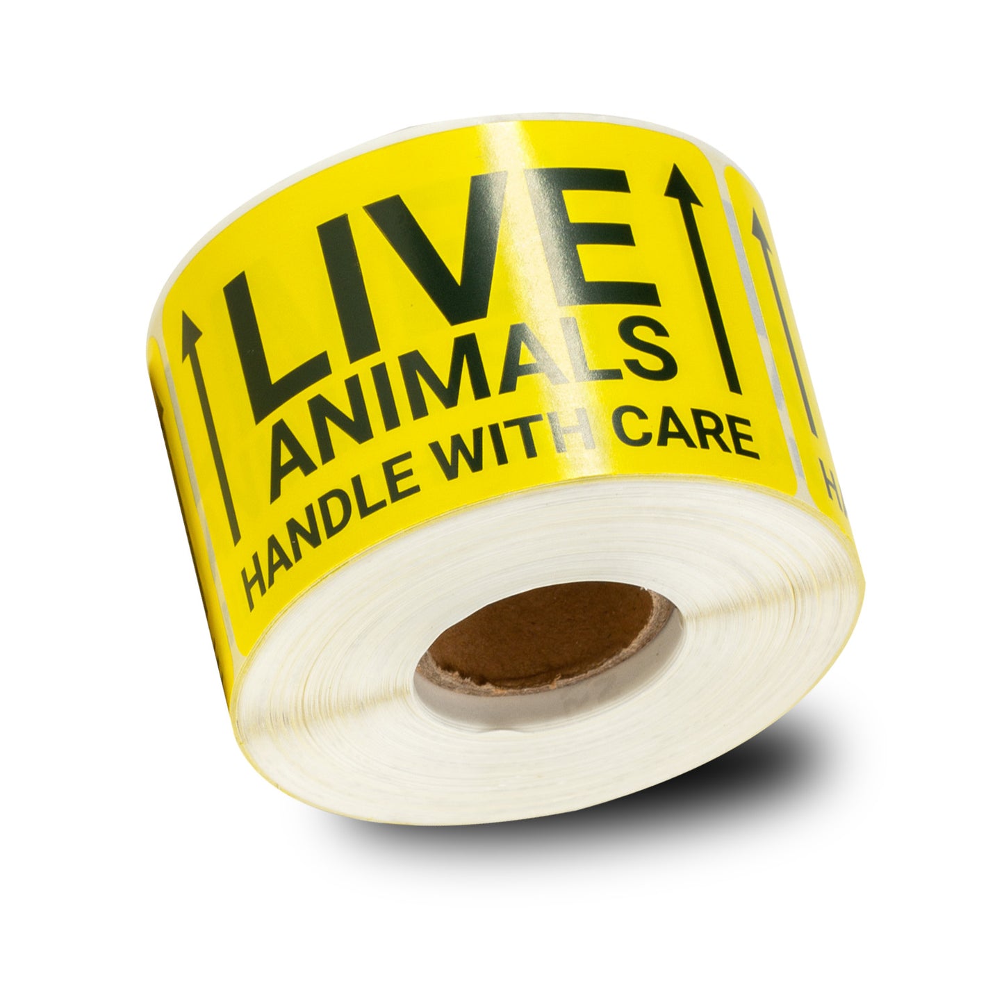 3 x 2in Stickers: Live Animals Handle With Care Shipping Labels (Yellow)