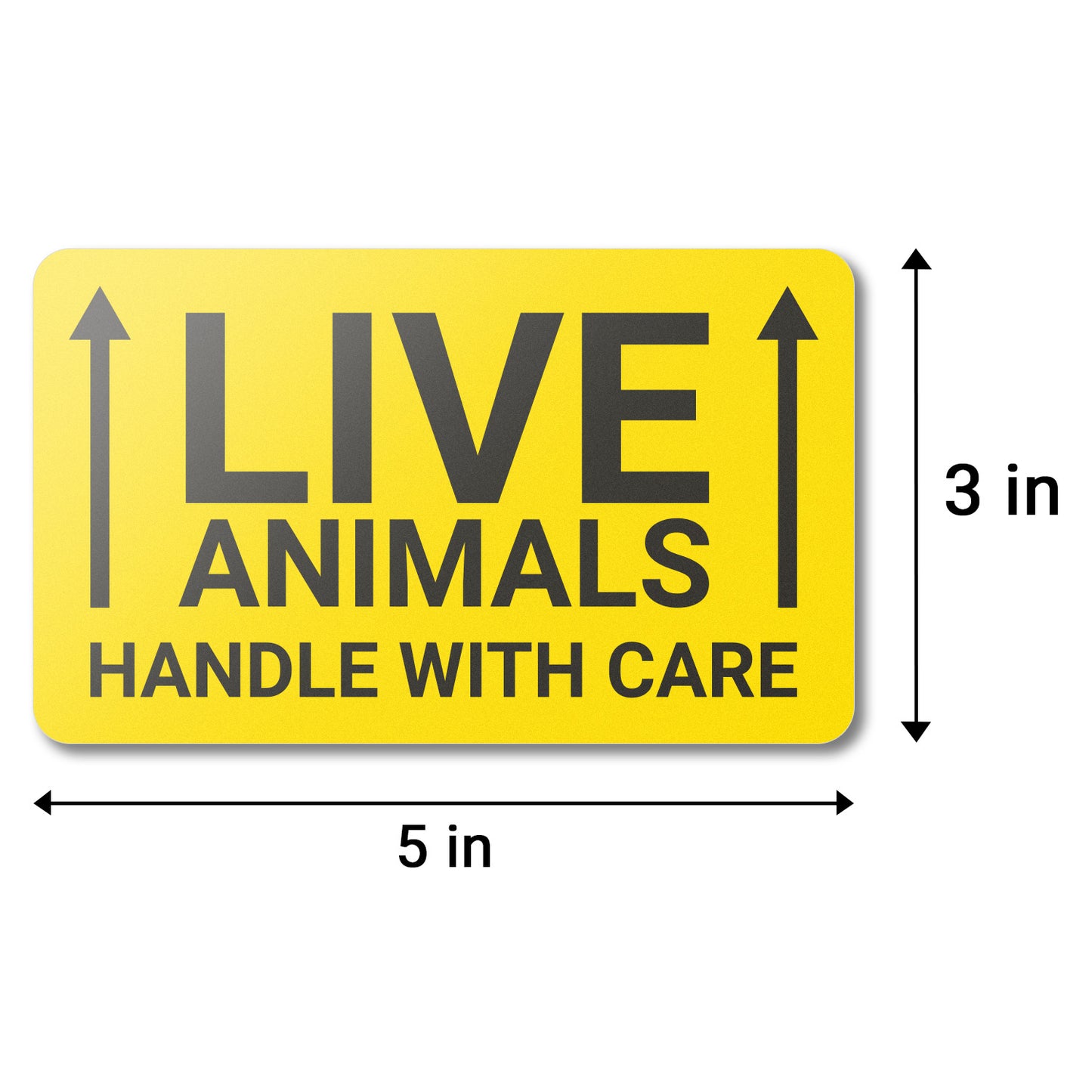5 x 3in Stickers: Handle with Care Live Animals Labels
